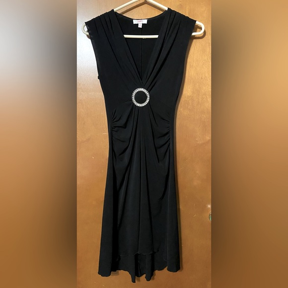 Original 80s vintage Candies high low (4” difference) midi dress w/silver brooch - Picture 1 of 7